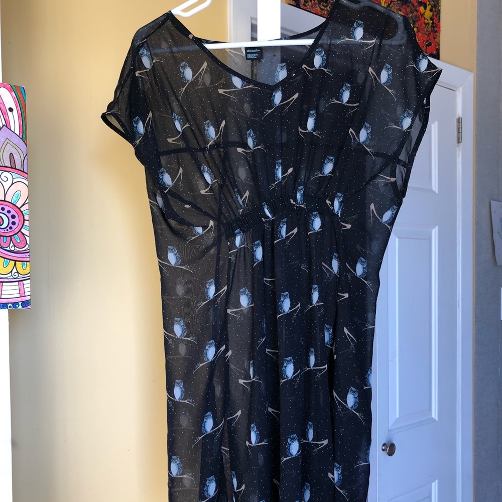 Sheer owl tunic dress